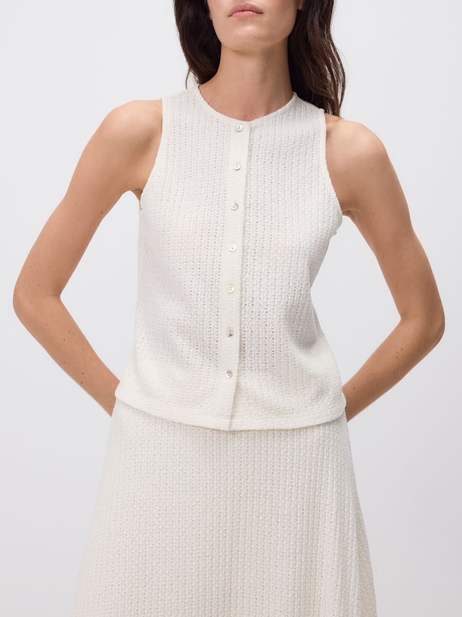 Blouse with decorative buttons - cream - RESERVED