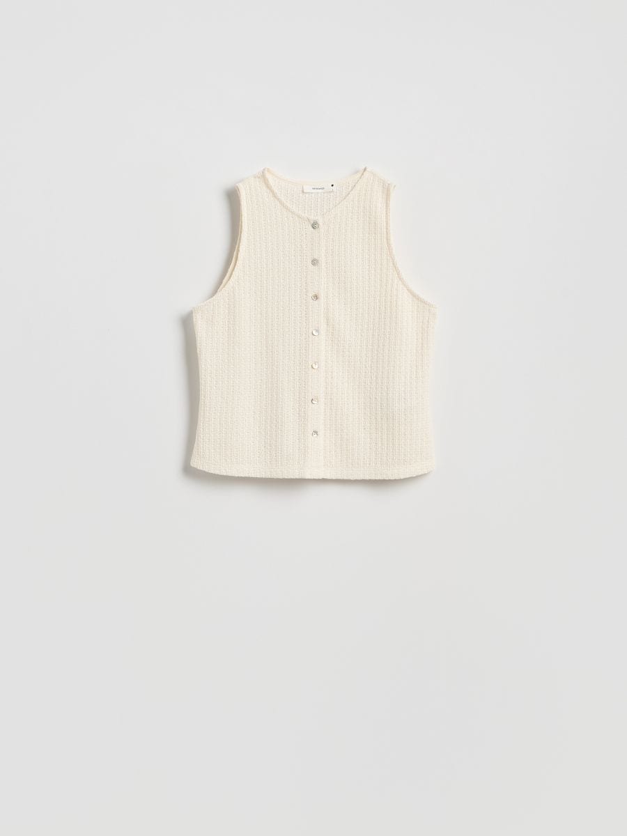 Blouse with decorative buttons - cream - RESERVED - 5