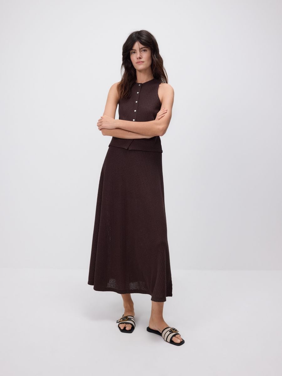 Blouse with decorative buttons - dark brown - RESERVED - 4