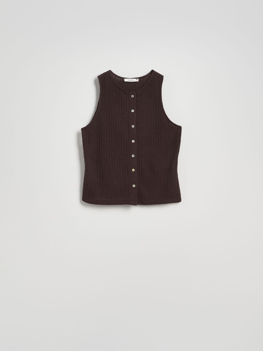 Blouse with decorative buttons - dark brown - RESERVED - 5