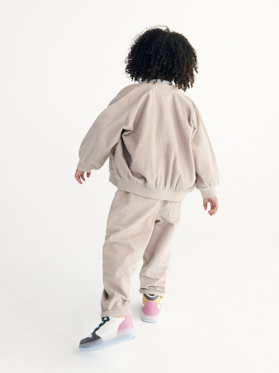 Suede bomber jacket with pockets - beige - RESERVED - 5