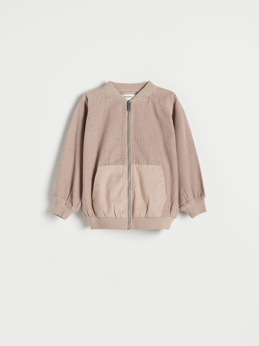 Suede bomber jacket with pockets - beige - RESERVED - 2