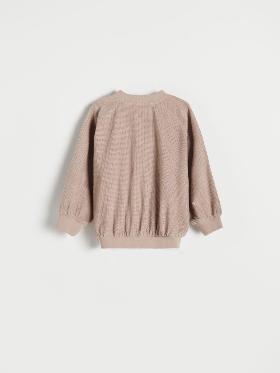 Suede bomber jacket with pockets - beige - RESERVED - 4