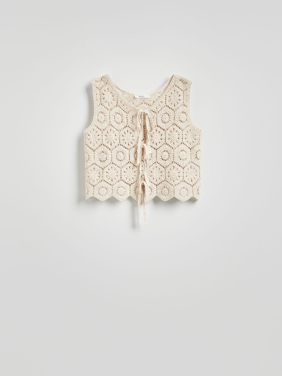 Crochetowa kamizelka - kremowy - RESERVED