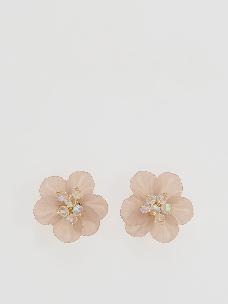 Oorbellen met bloemvorm - lavendelblauw - RESERVED