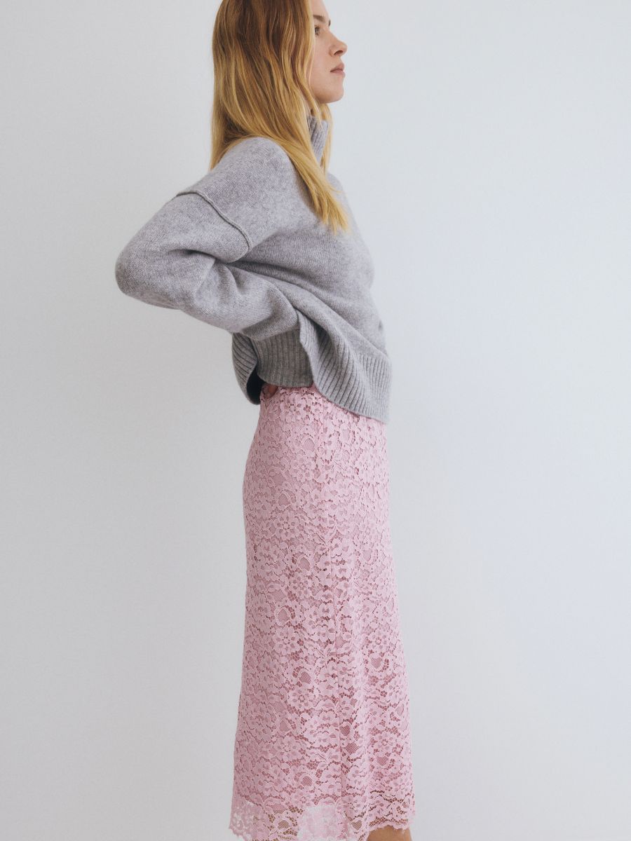 Gonna midi in pizzo - rosa pastello - RESERVED - 2