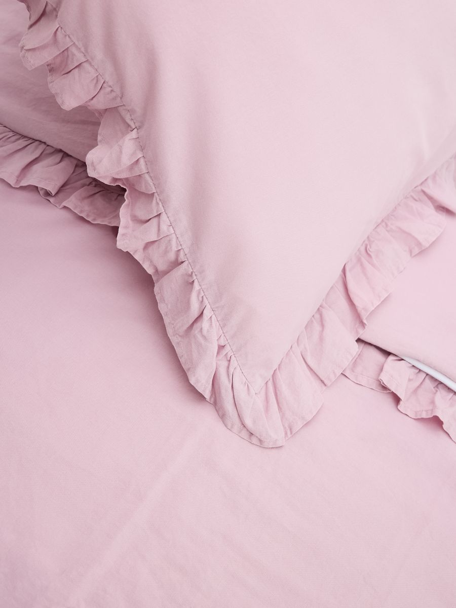 Комплект памучно спално бельо с вълнообразен кант - лавандула - RESERVED