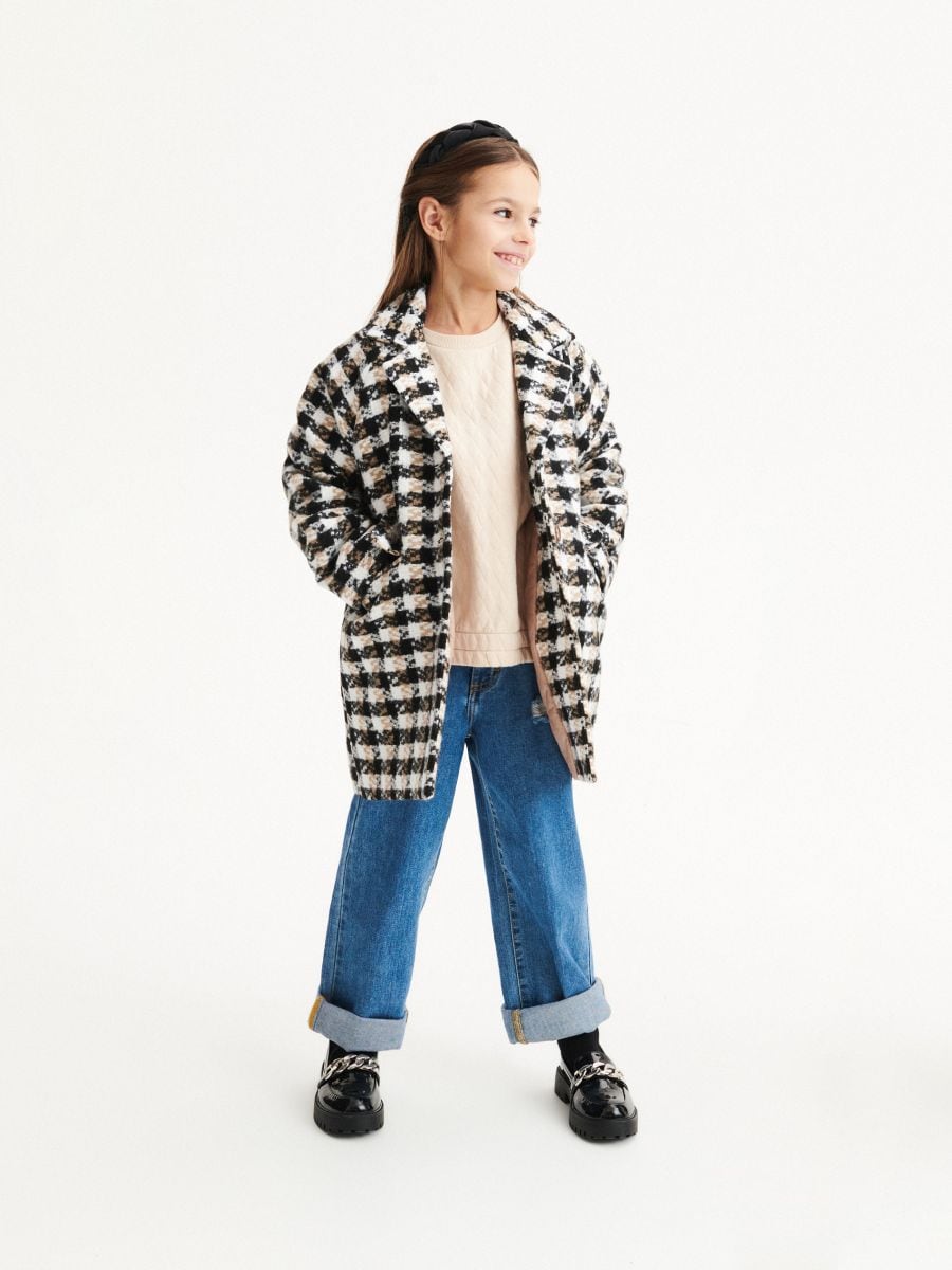 Structural pattern sweatshirt - beige - RESERVED - 7