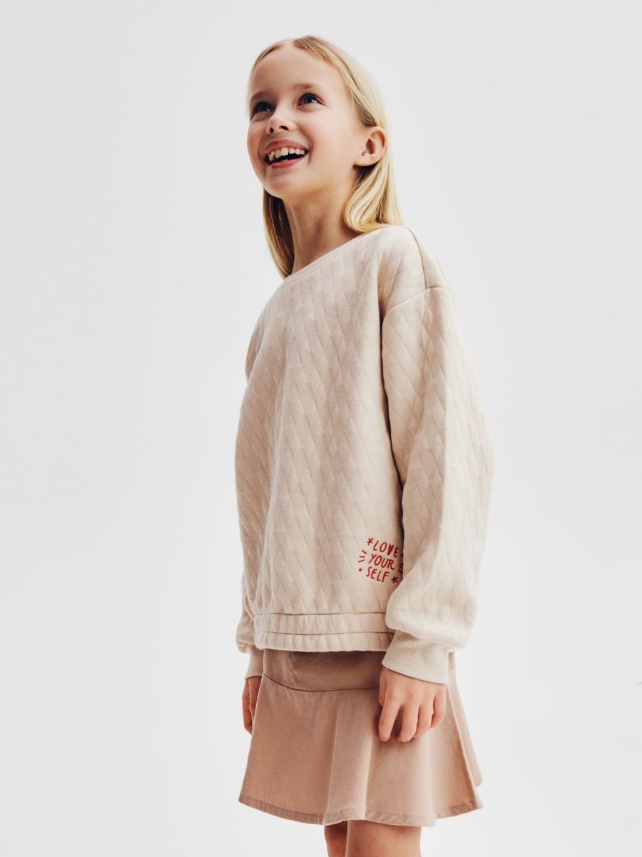 Structural pattern sweatshirt - beige - RESERVED - 5