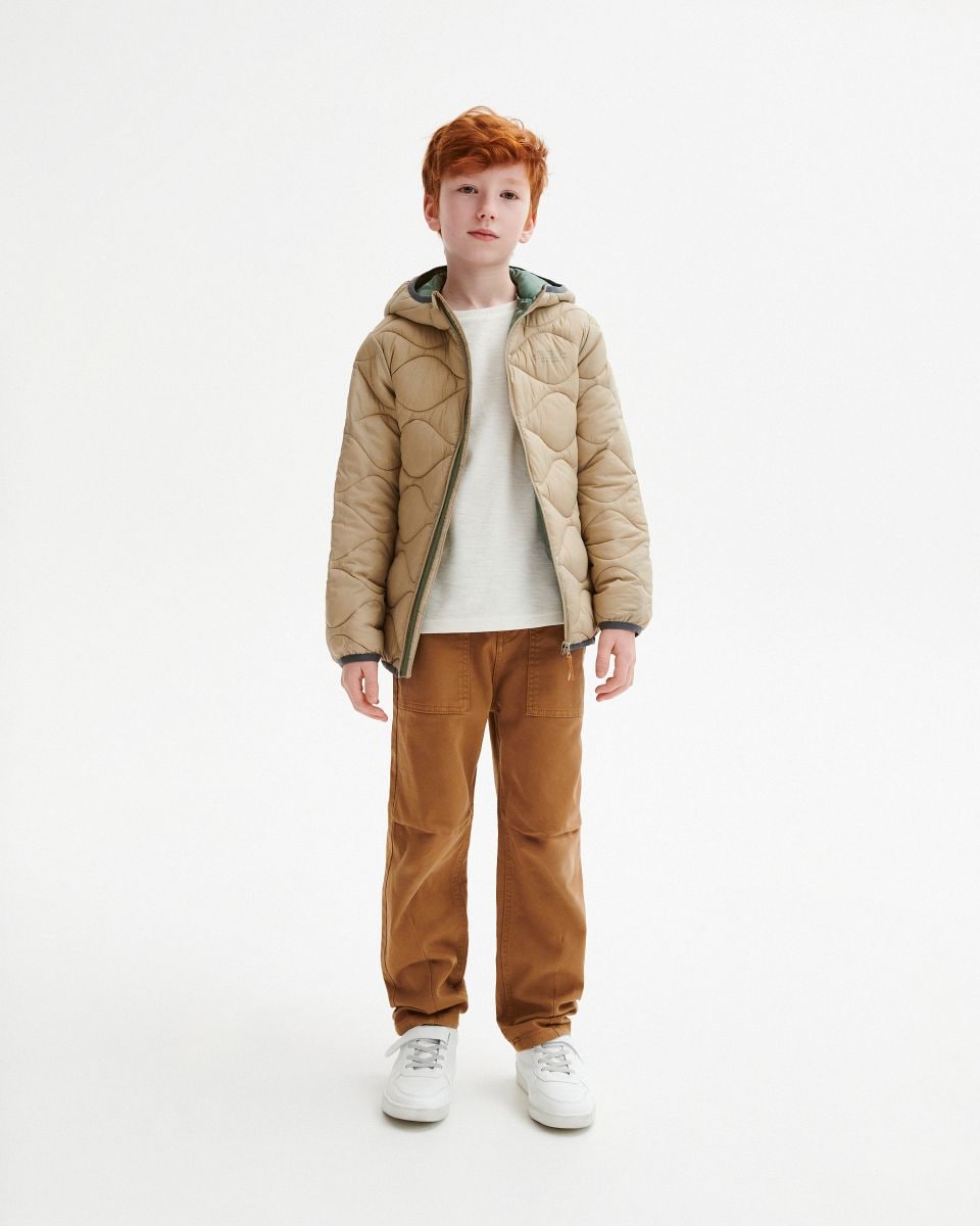 Insulated jacket with hood - beige - RESERVED - 5