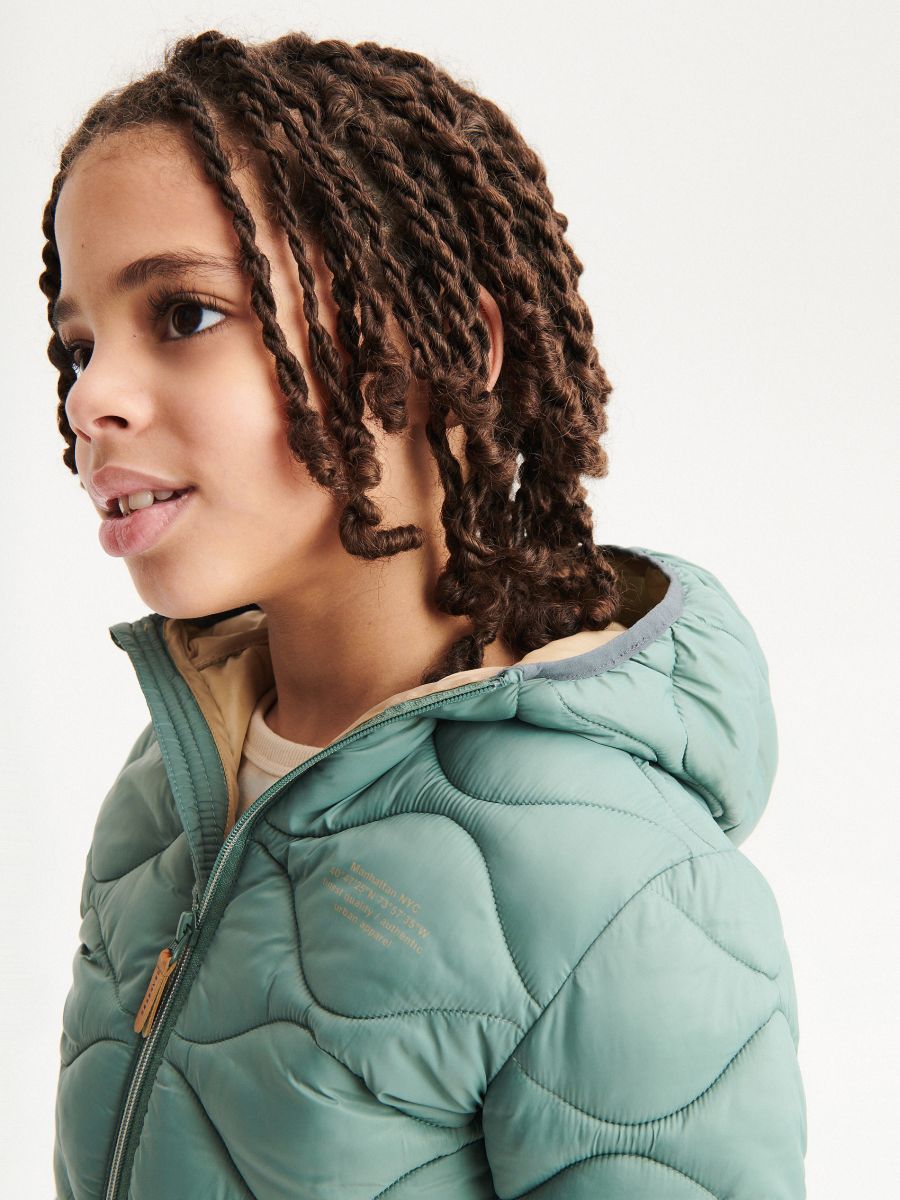 Insulated jacket with hood - teal green - RESERVED - 9