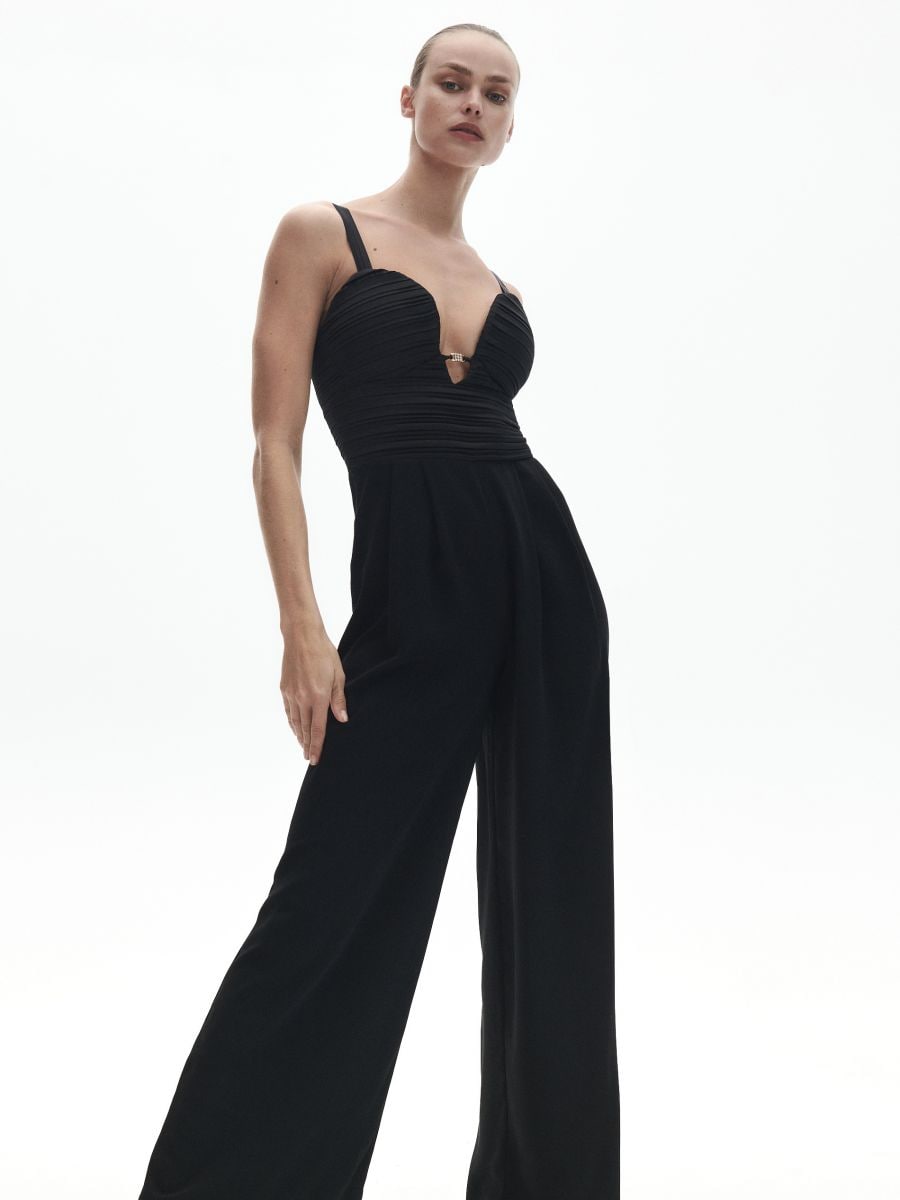 Plain jumpsuit - black - RESERVED - 2