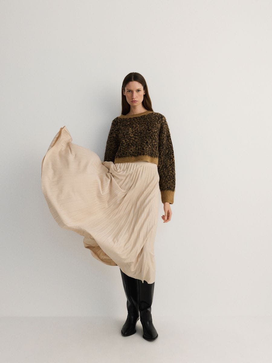 Pleated maxi skirt Color nude RESERVED 3313T 02X