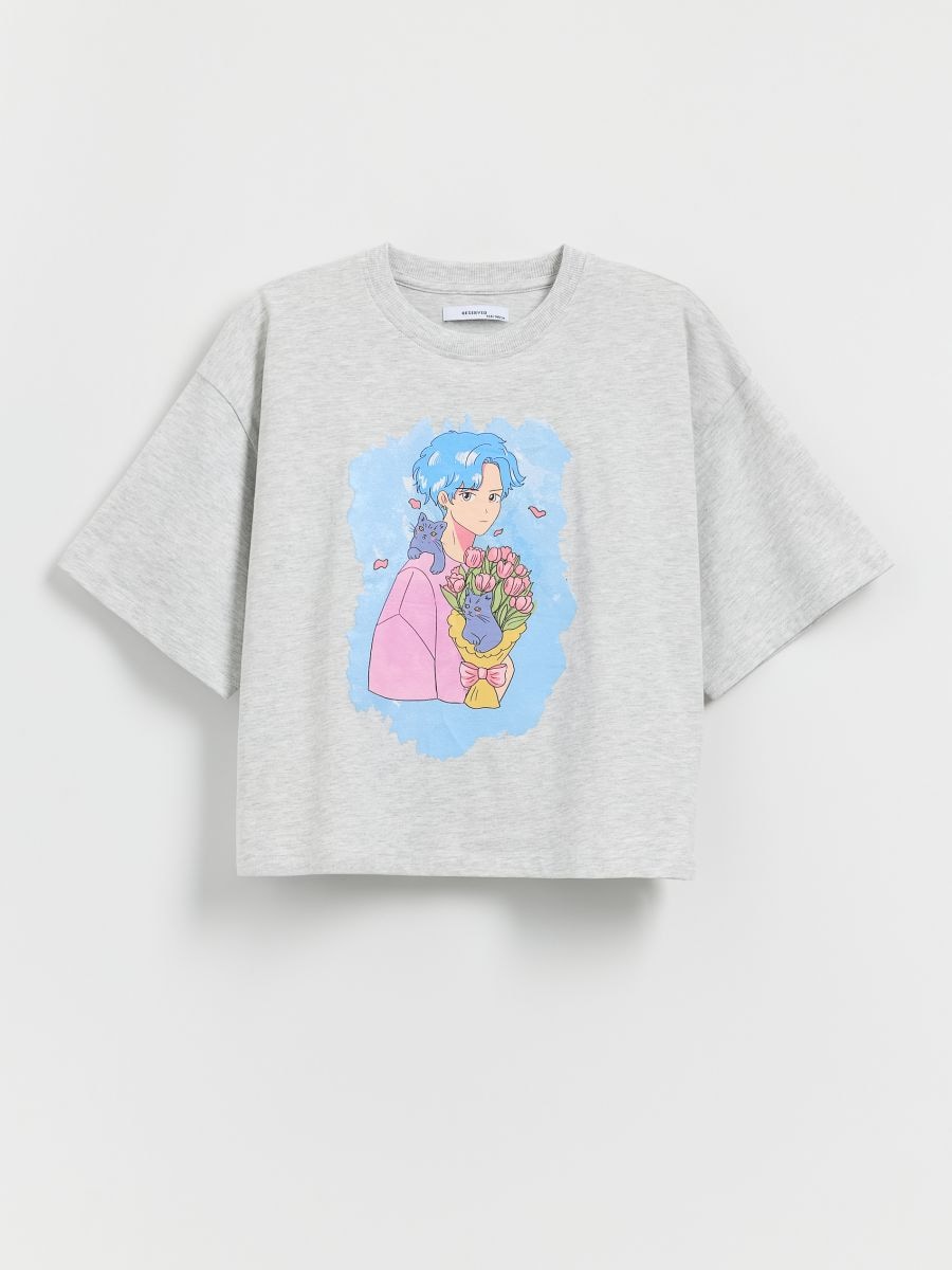 T-shirt with print - light grey - RESERVED - 2