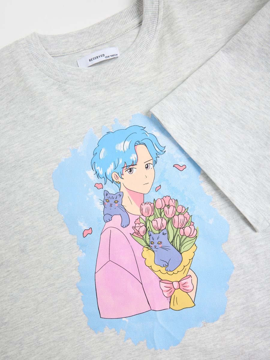 T-shirt with print - light grey - RESERVED - 4