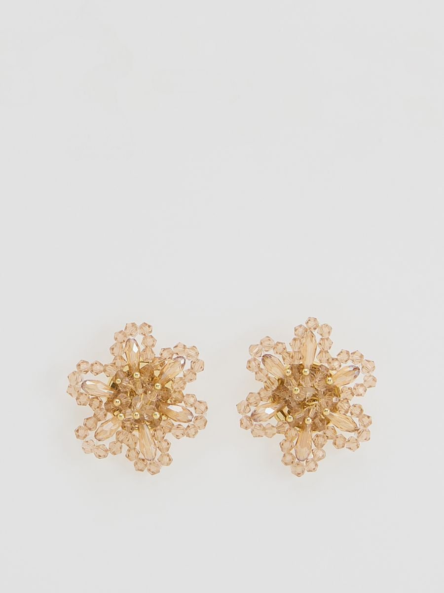 Ohrringe in Blumenform - beige - RESERVED