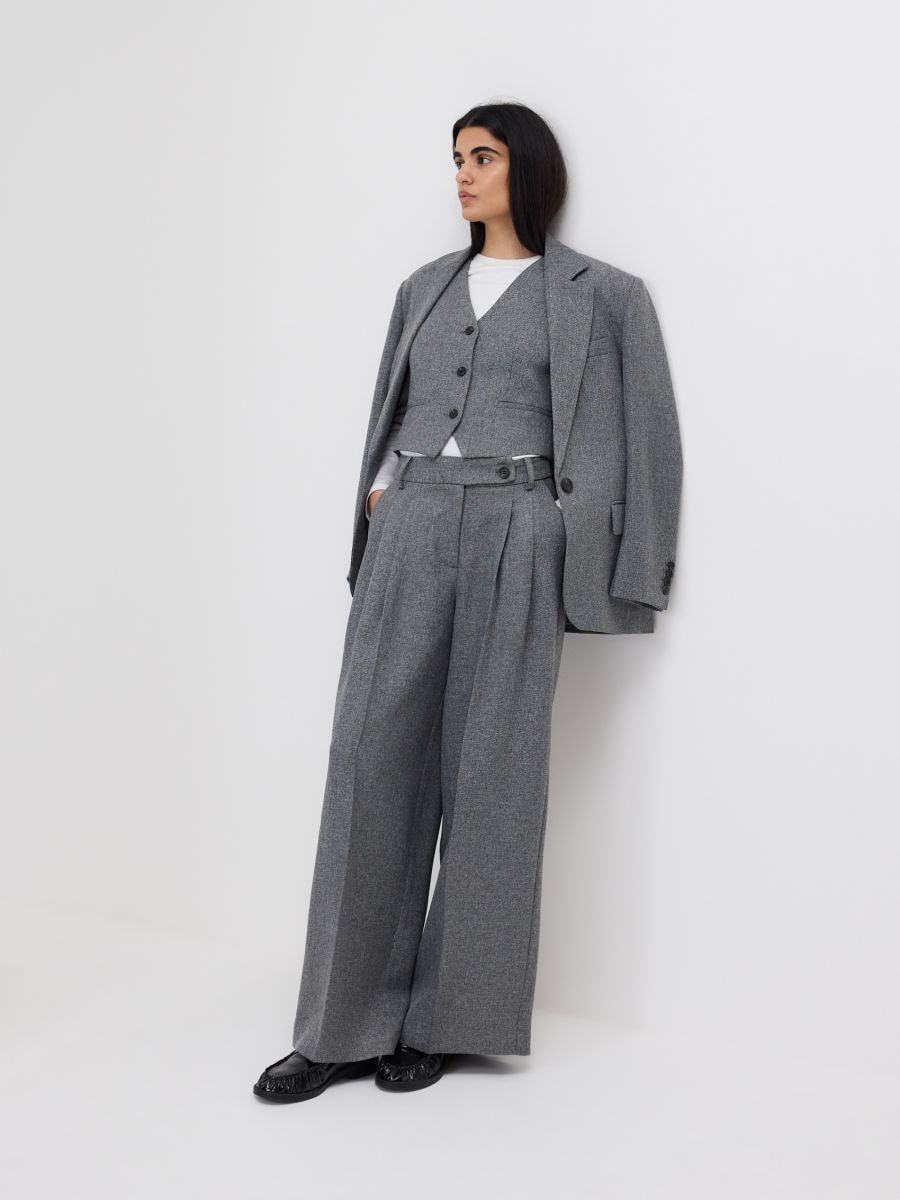 Trousers with pleats - dark grey - RESERVED