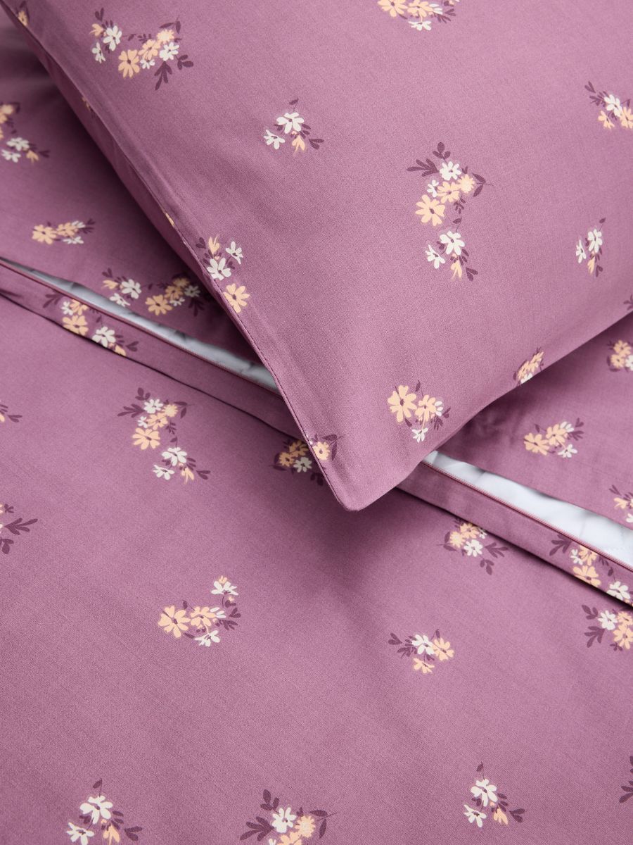 Geblümtes Bettwäsche-Set aus Baumwolle - violett - RESERVED