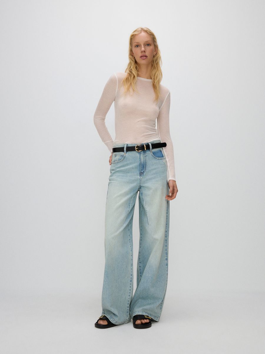 Maglia trasparente in modal - nude - RESERVED - 2
