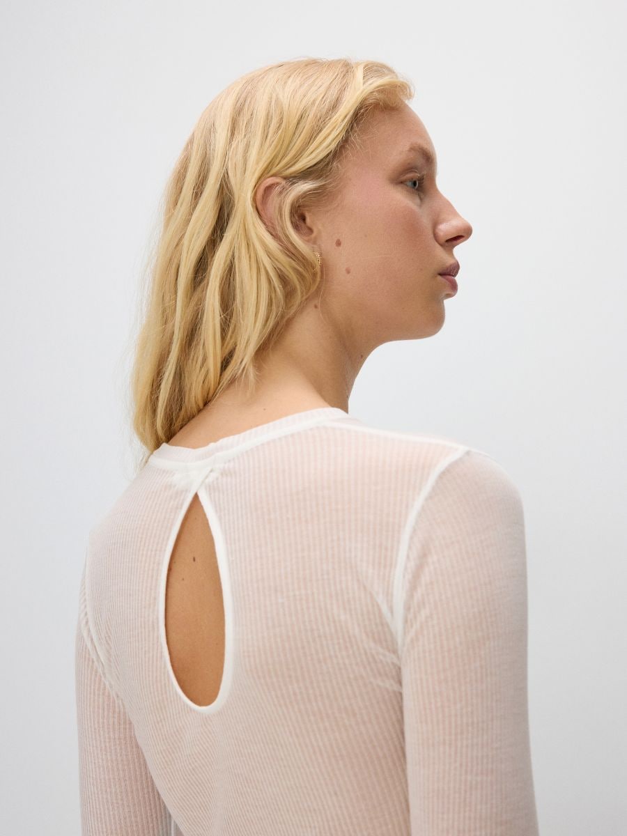 Maglia trasparente in modal - nude - RESERVED - 4
