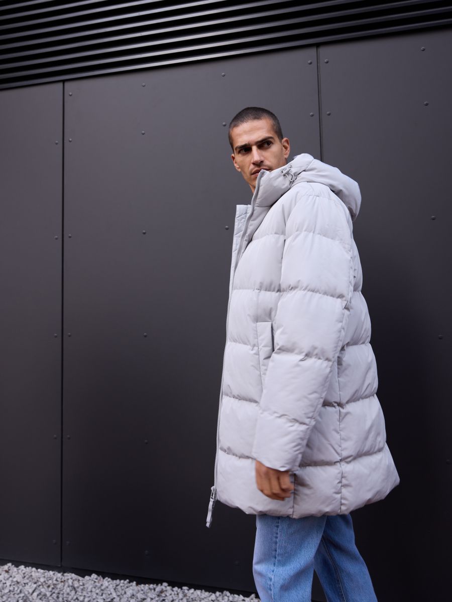 Light grey padded coat cheap