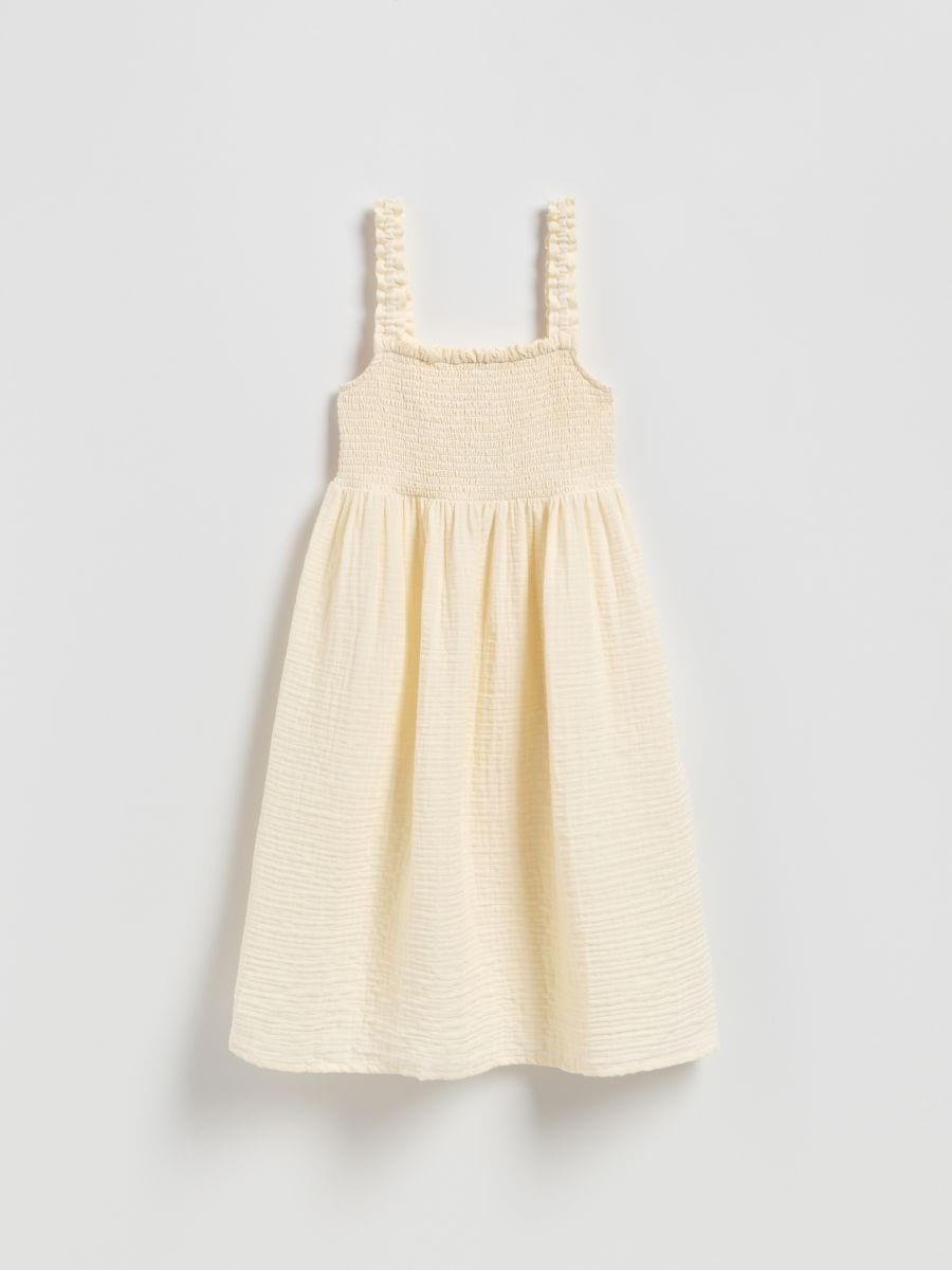 Rochie mini din muselină - crem - RESERVED