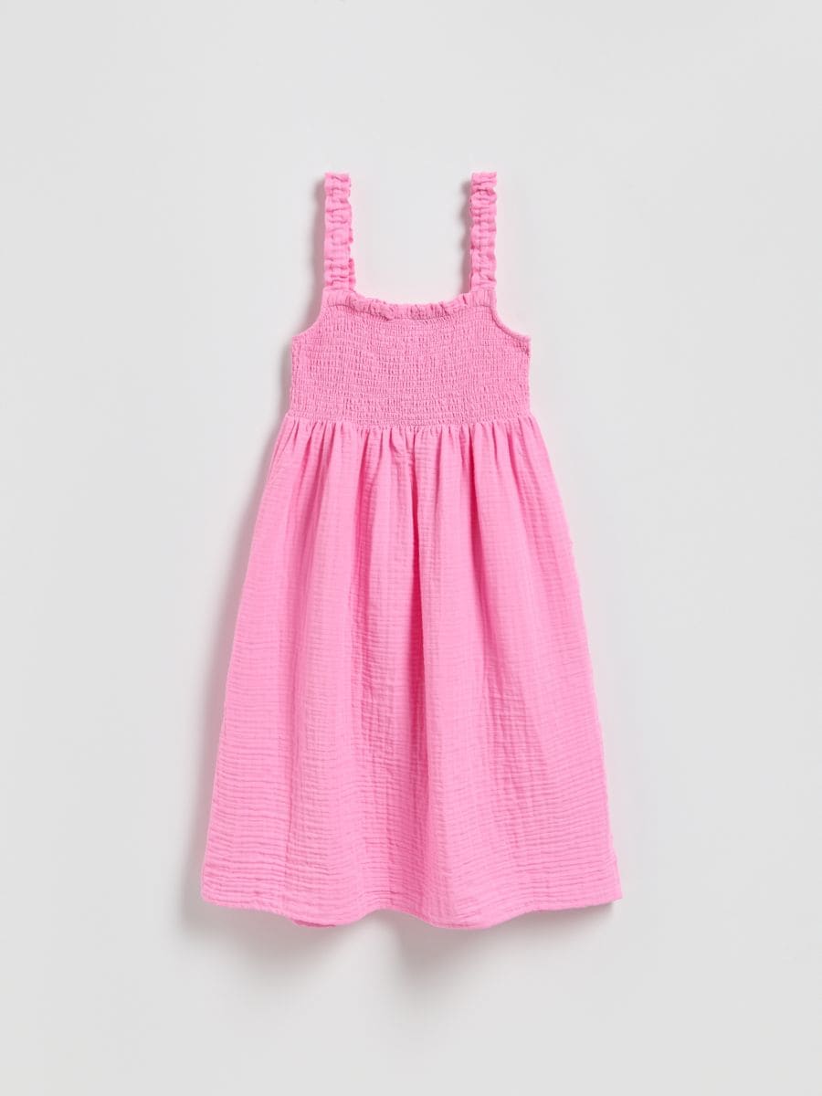 Rochie mini din muselină - roz - RESERVED