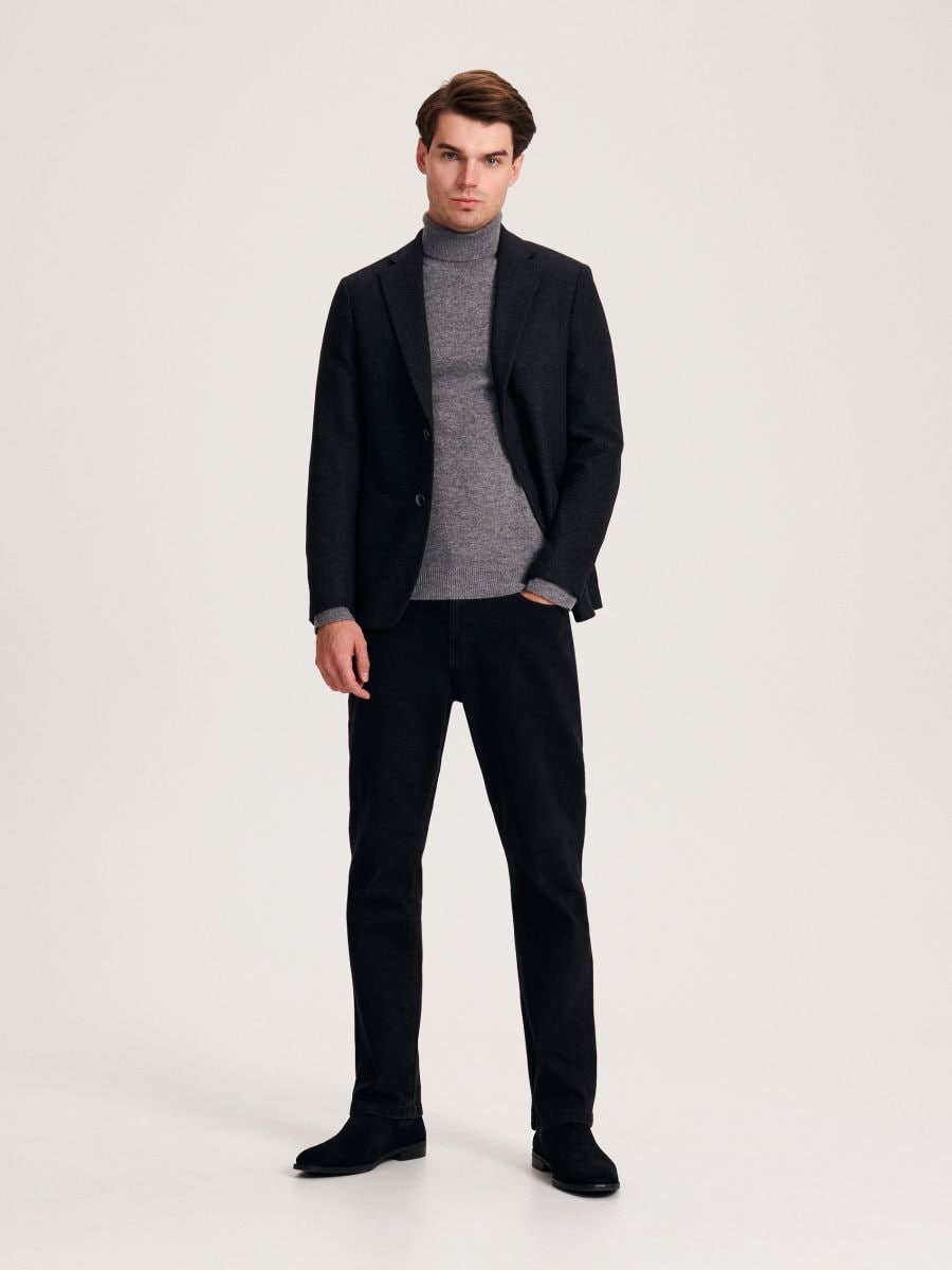 Sako slim fit od mješavine vune - crno - RESERVED