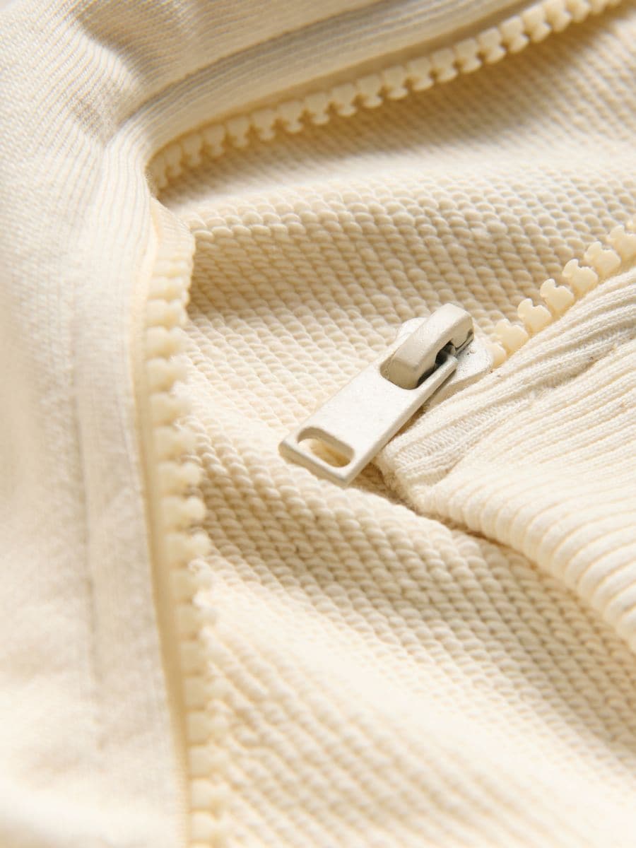 Top da jogging con zip e cappuccio - panna - RESERVED - 2
