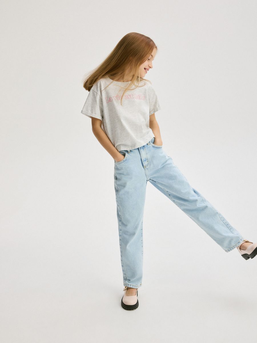 Cotton T-shirt with print - light grey - RESERVED - 4