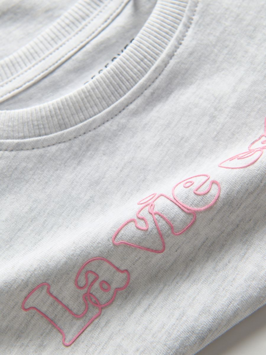 Cotton T-shirt with print - light grey - RESERVED - 3