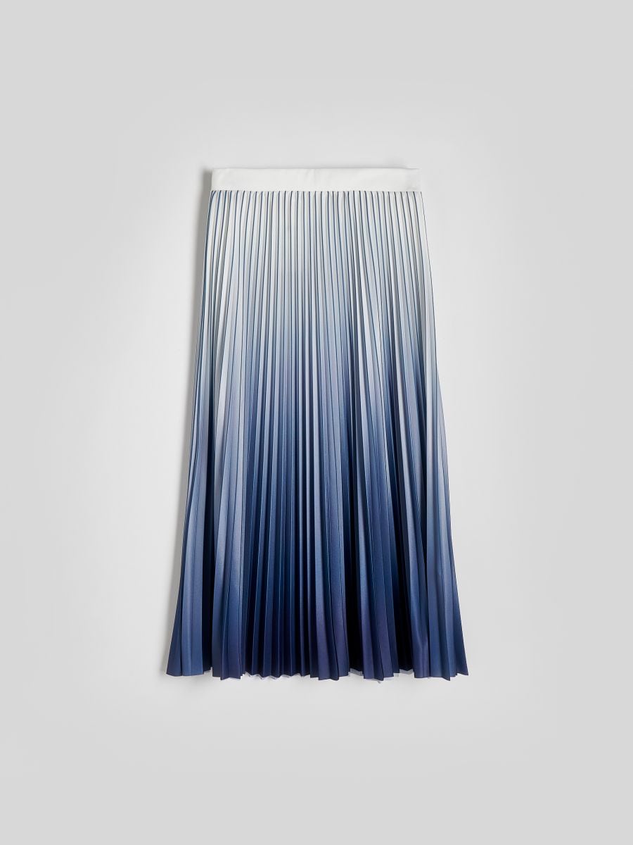 Pleated midi skirt - light blue - RESERVED