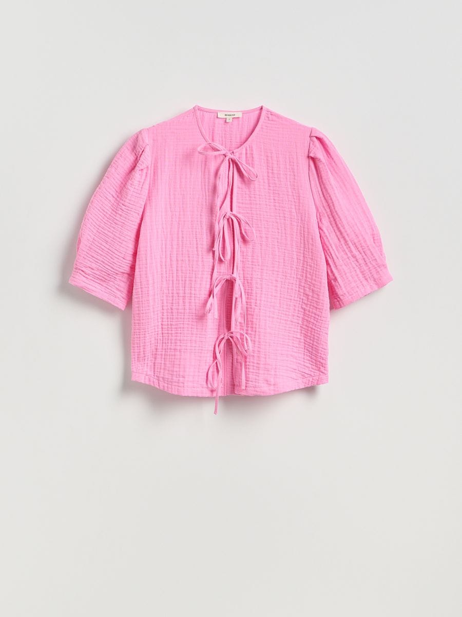 Blouse with tie details - pink - RESERVED