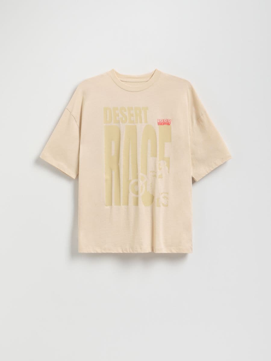 T-Shirt aus Baumwolle - beige - RESERVED