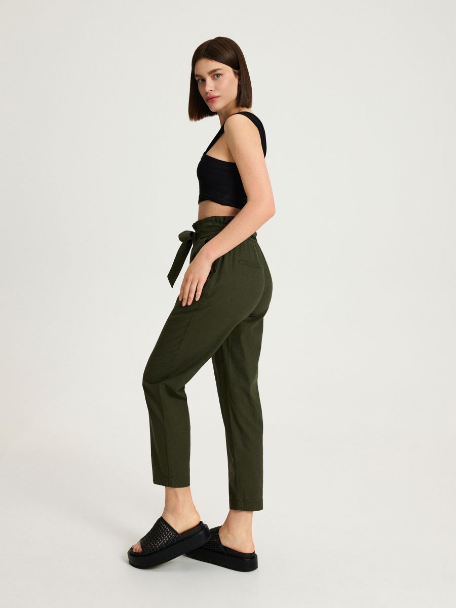 Madewell  Striped LinenBlend Paperbag Pants