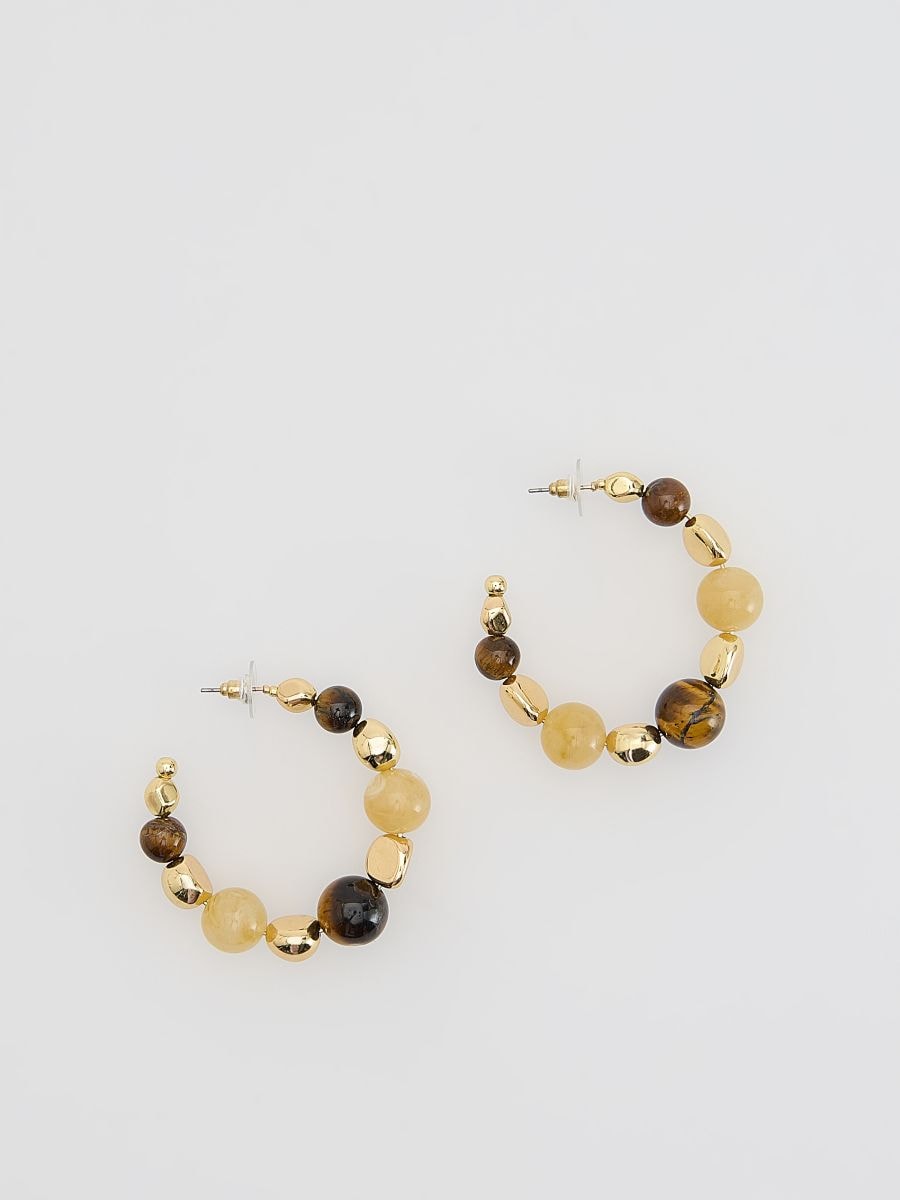Hoop earrings with beads - multicolor - RESERVED
