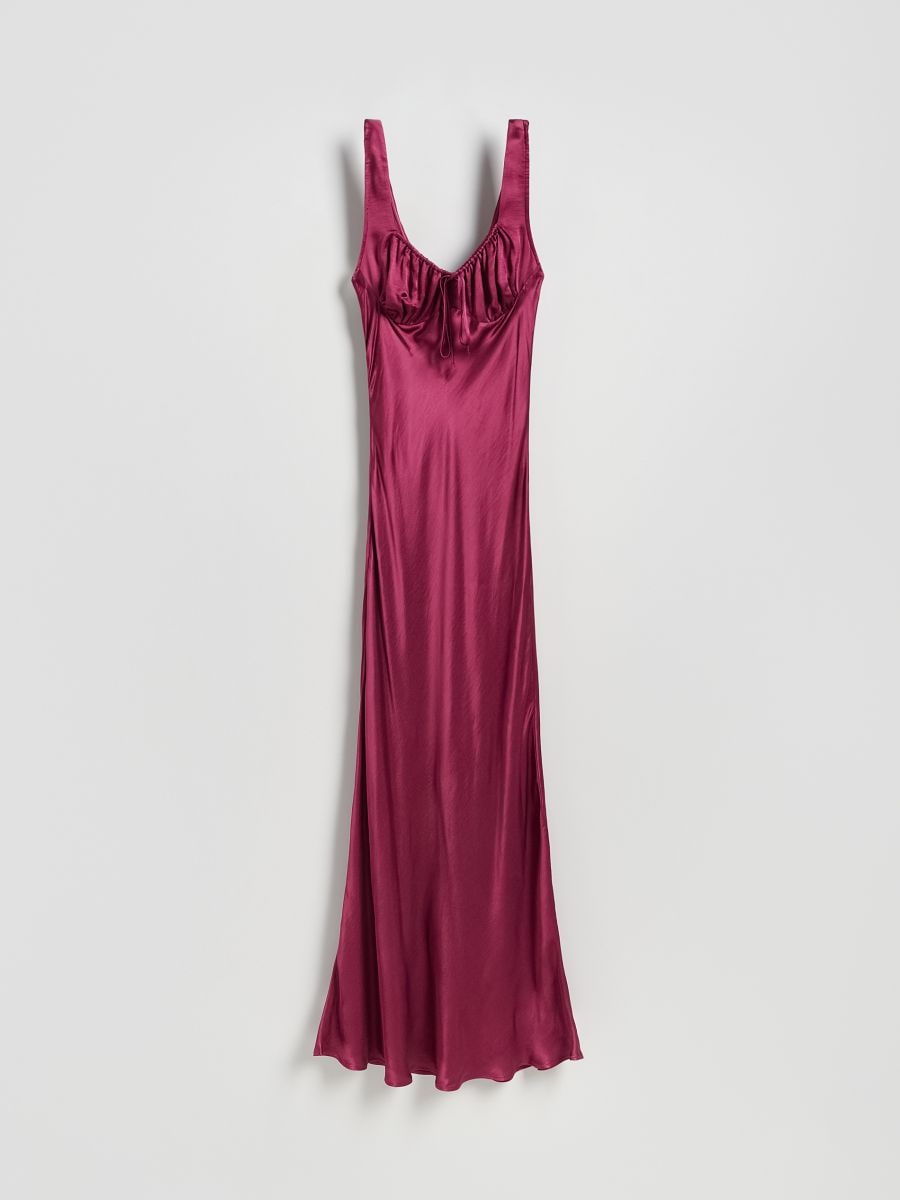 Rochie din viscoză satinată - bordo - RESERVED