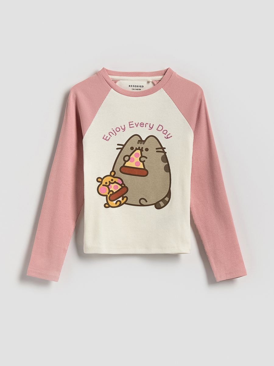 Bluzka z nadrukiem PUSHEEN - brudny róż - RESERVED