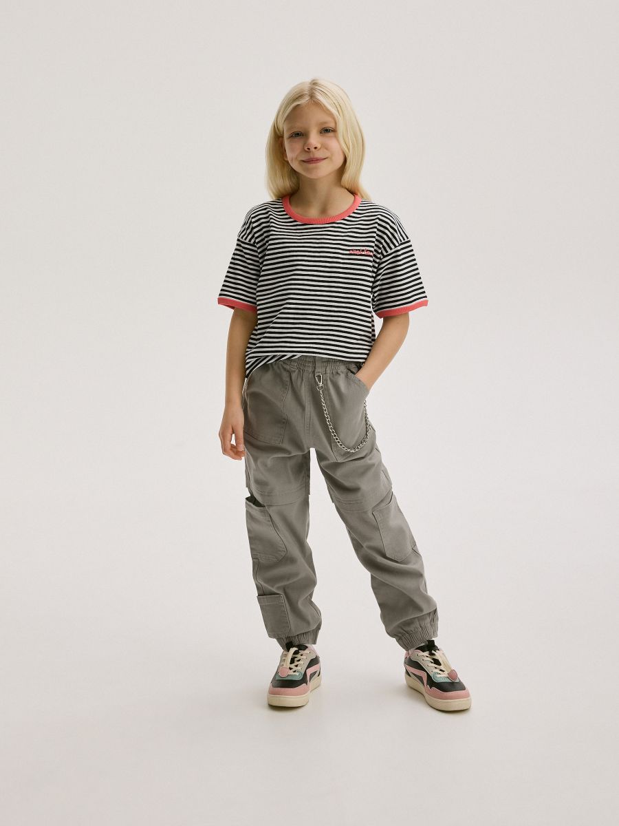 Trousers with chain detail - light grey - RESERVED - 2