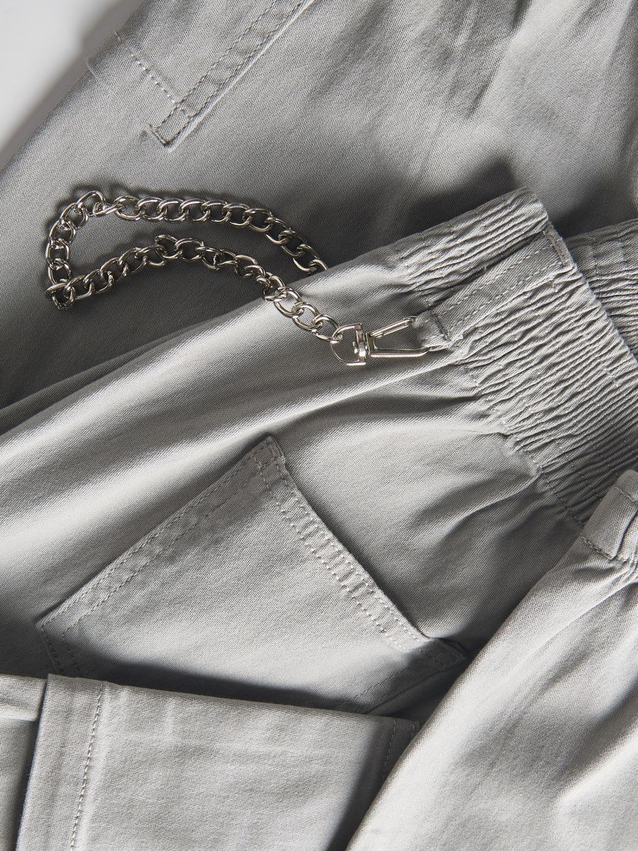 Trousers with chain detail - light grey - RESERVED - 5