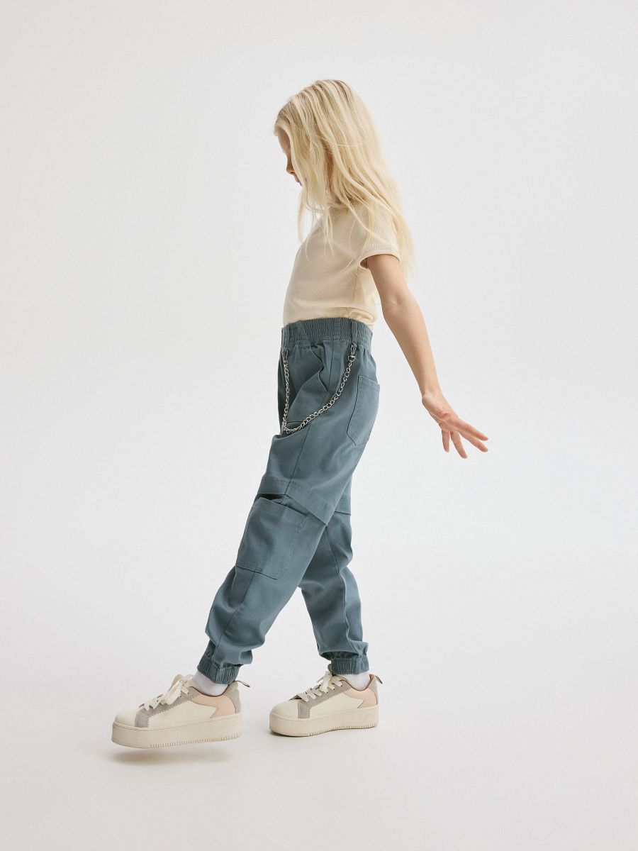 Trousers with chain detail - teal green - RESERVED - 4