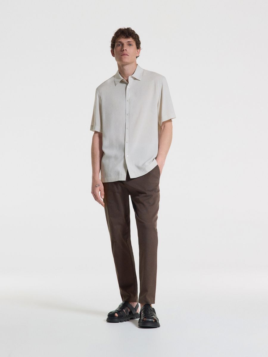 Camicia comfort fit in lyocell - beige - RESERVED - 2