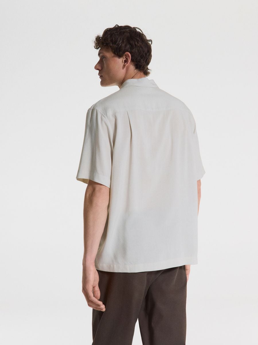 Camicia comfort fit in lyocell - beige - RESERVED - 4