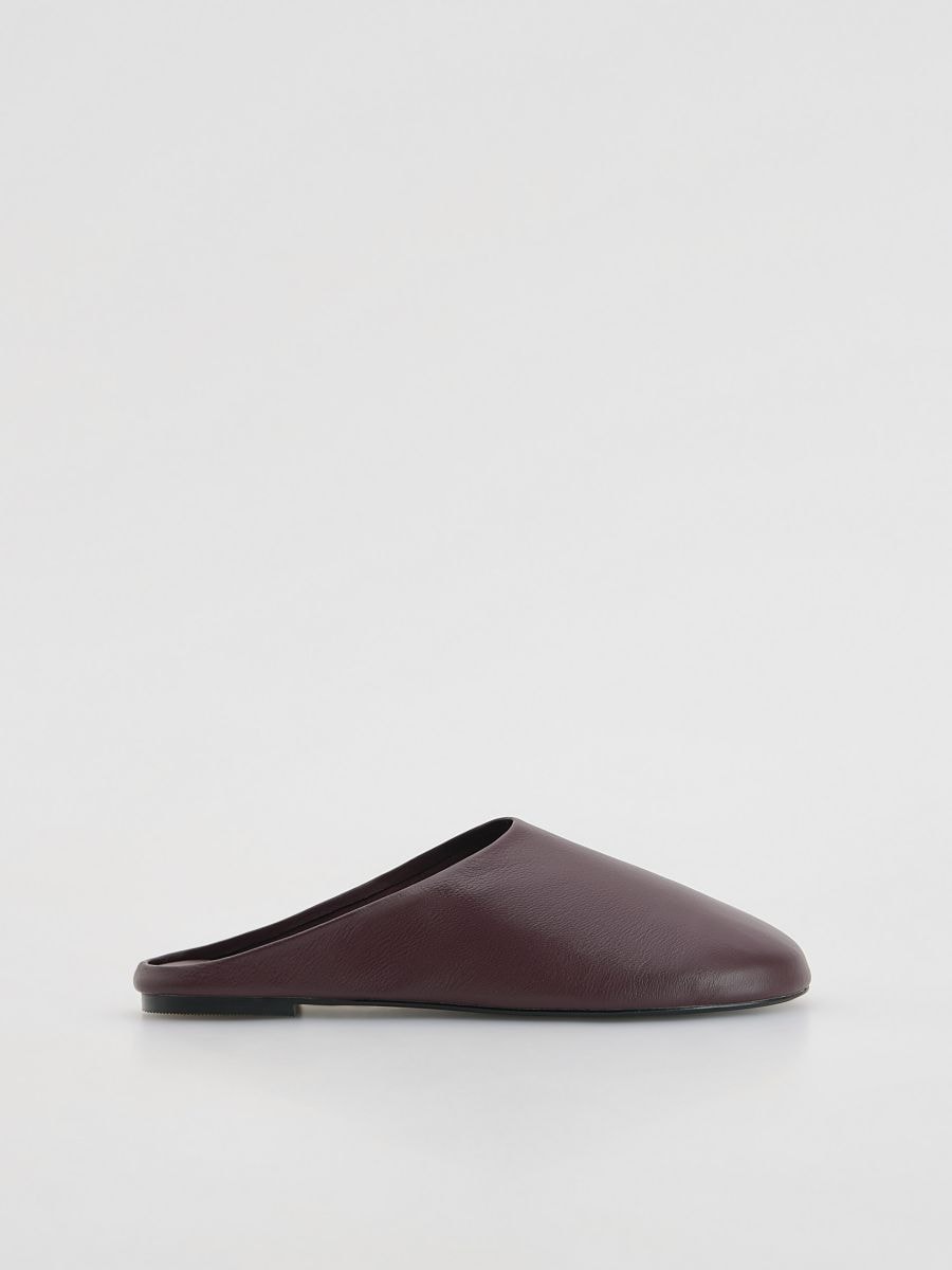 Leather mule sliders - maroon - RESERVED
