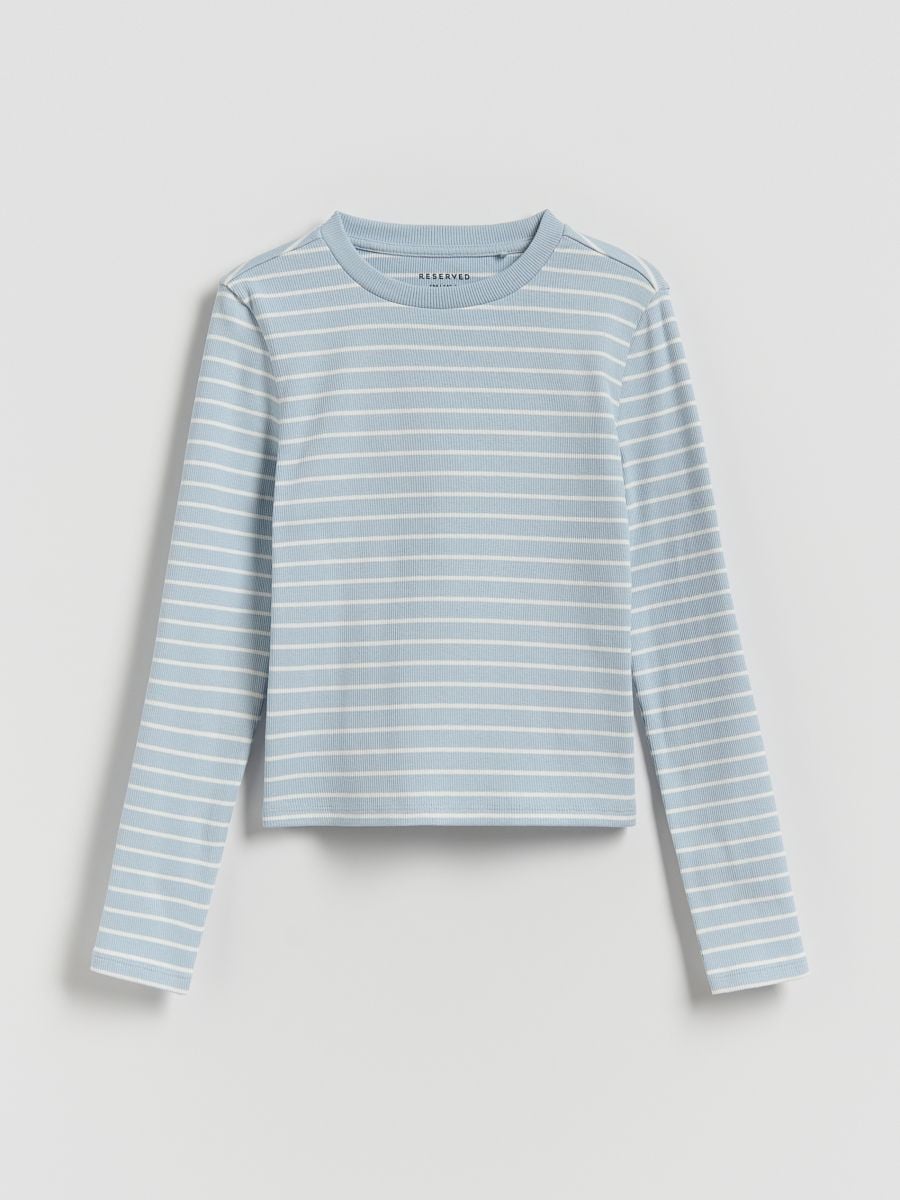 Stripe long sleeve T-shirt - pale blue - RESERVED