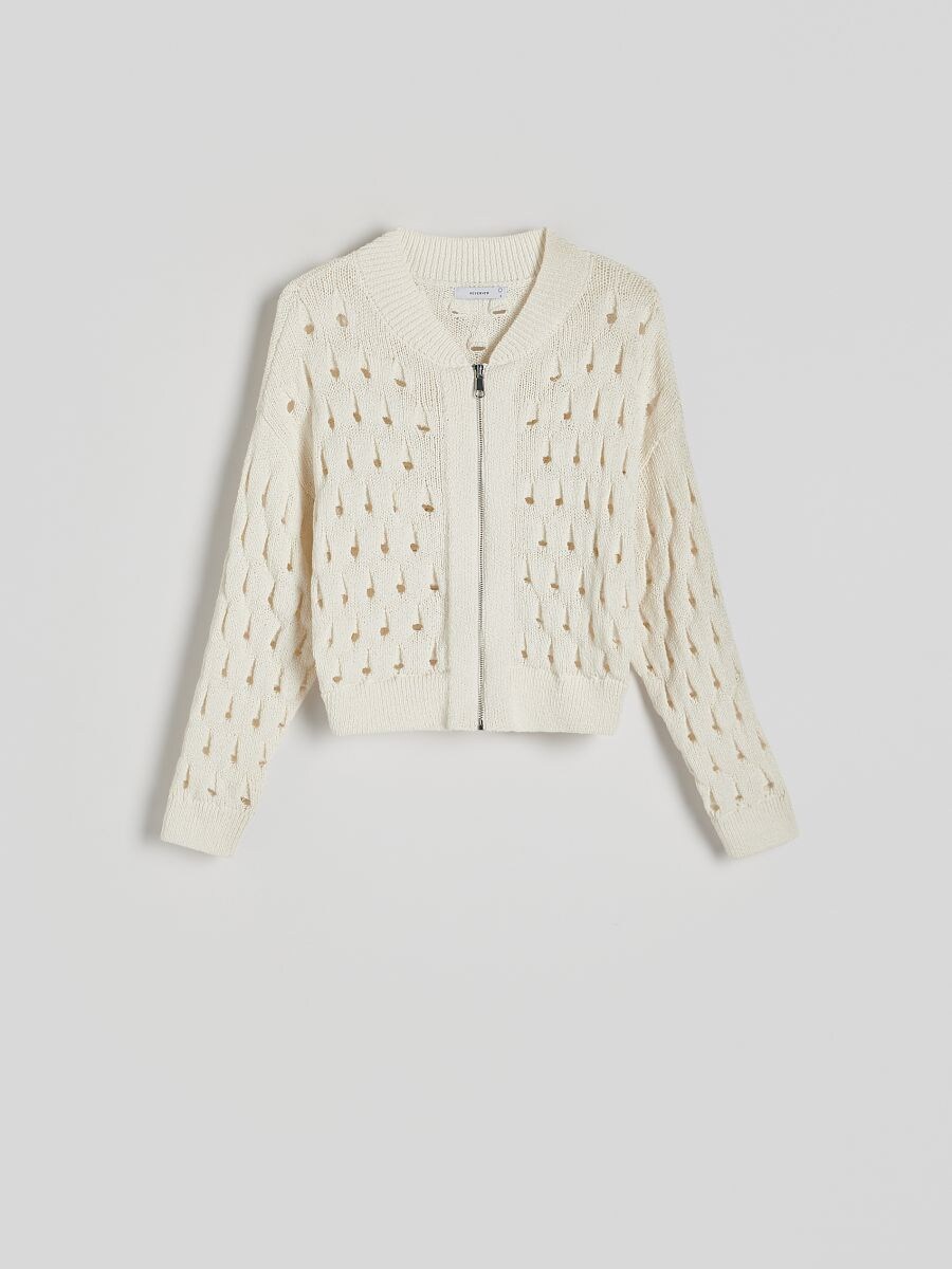 Strickjacke mit Lochmuster Farbe beige - RESERVED - 3428T-02X