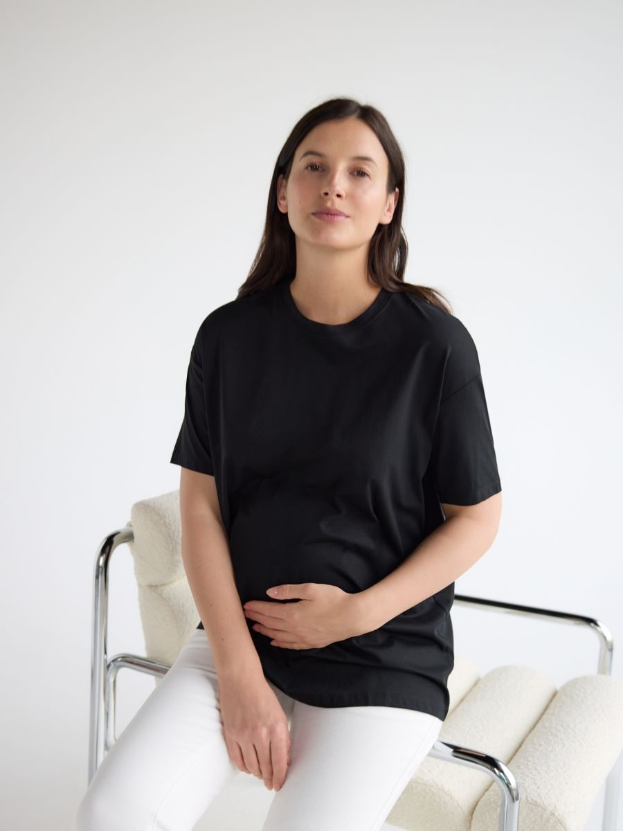 Modal blend oversized T-shirt - black - RESERVED