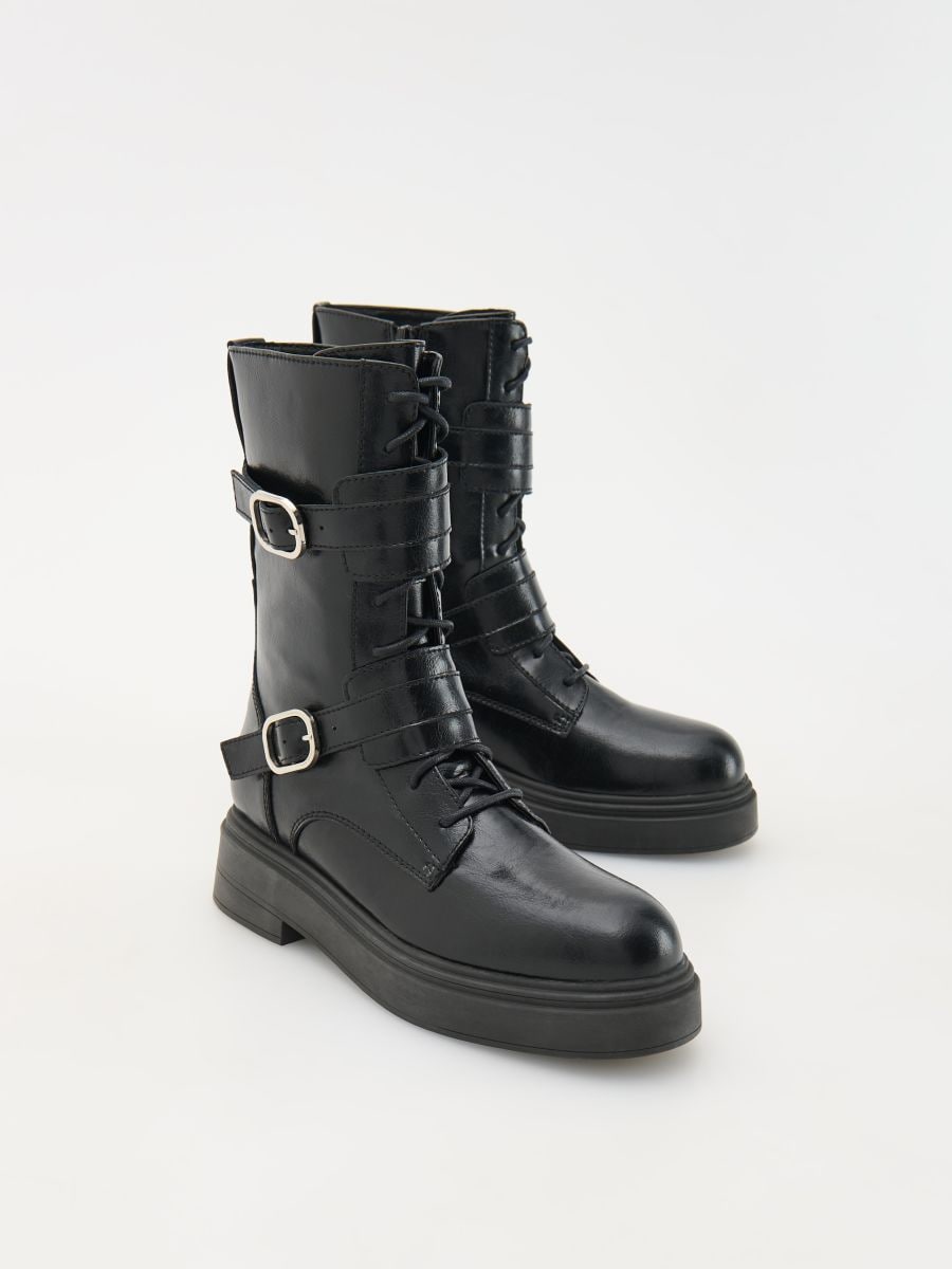 Stivaletti in pelle con fibbie - nero - RESERVED - 2