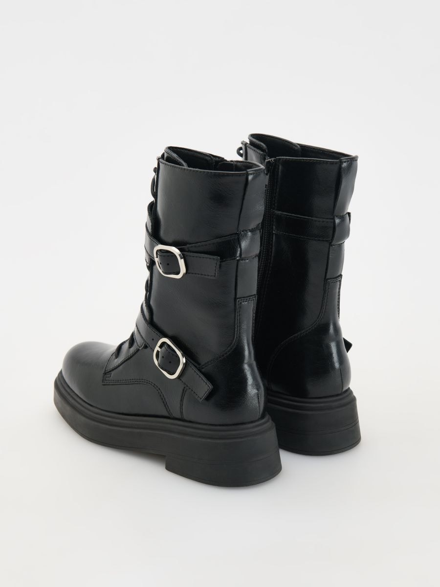 Stivaletti in pelle con fibbie - nero - RESERVED - 3