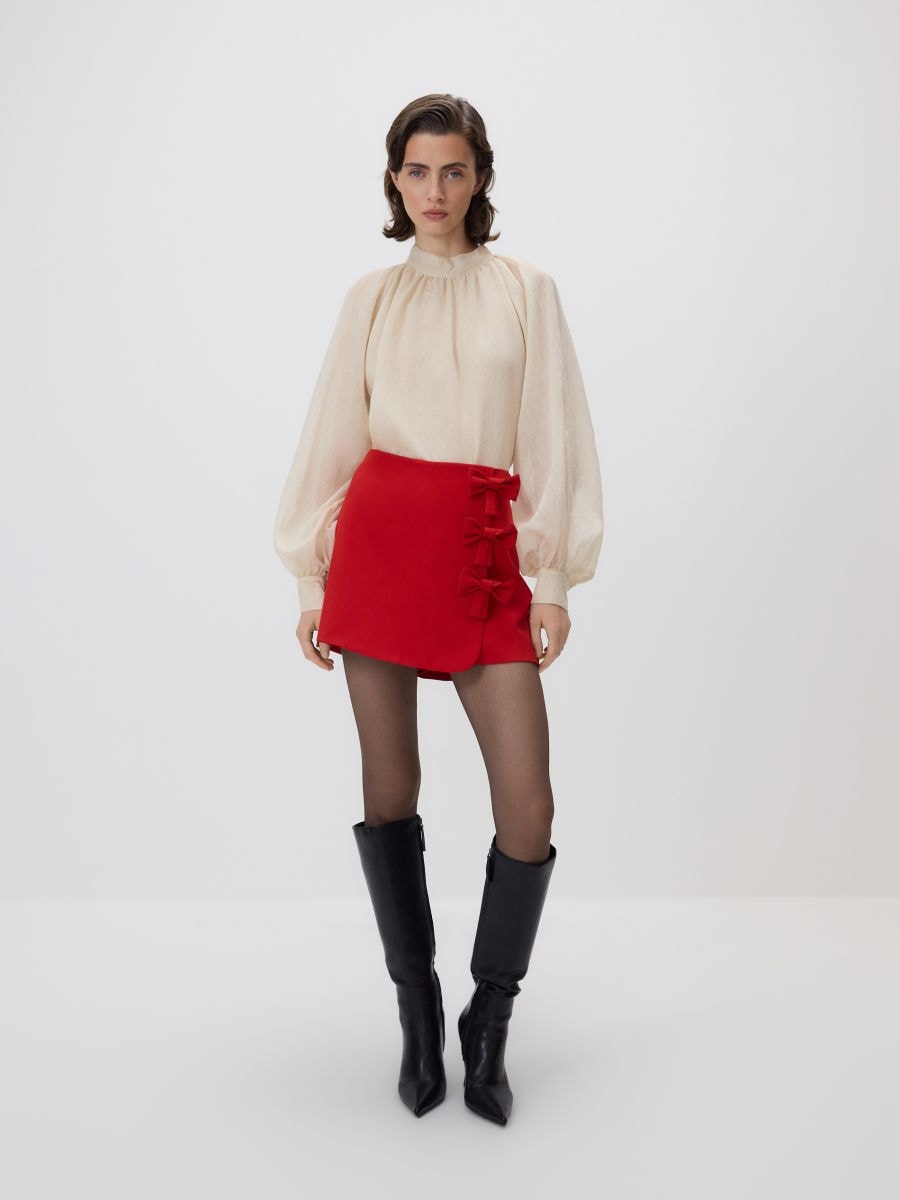 Skirt-shorts with bows - red - RESERVED